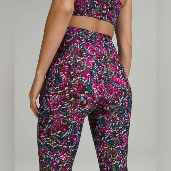 Lululemon Base Pace High-Rise Fleece Run Tight 28" Floral Electric Multi Size 10 - Picture 5 of 16
